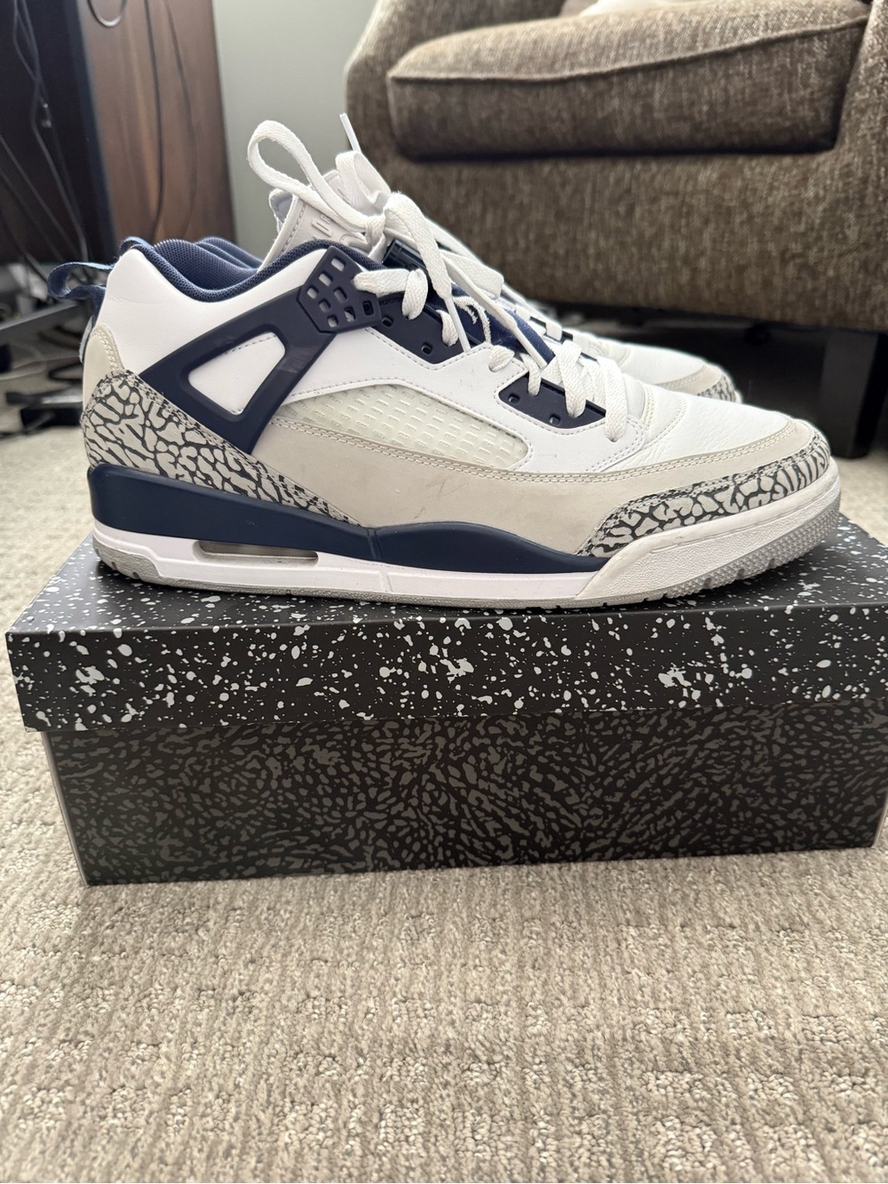 Air Jordan Spizike Low White/Midnight Navy Size 12 Men’s w/ Box